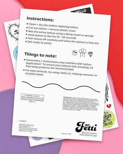 xo, Fetti Emo Temporary Tattoos - 54 Styles for Goth, Punk, Grunge Aesthetic | Birthday Party Favors & Concert Supplies - görsel 14