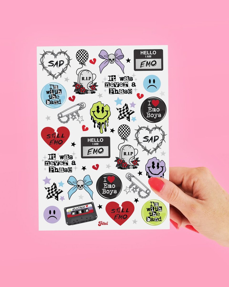 xo, Fetti Emo Temporary Tattoos - 54 Styles for Goth, Punk, Grunge Aesthetic | Birthday Party Favors & Concert Supplies - görsel 11