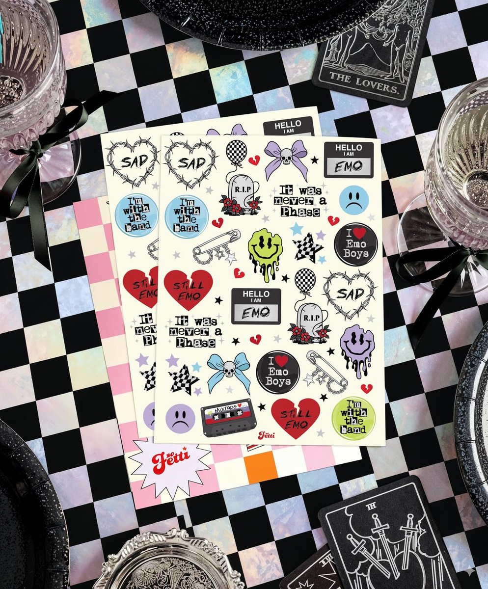 xo, Fetti Emo Temporary Tattoos - 54 Styles for Goth, Punk, Grunge Aesthetic | Birthday Party Favors & Concert Supplies - görsel 7