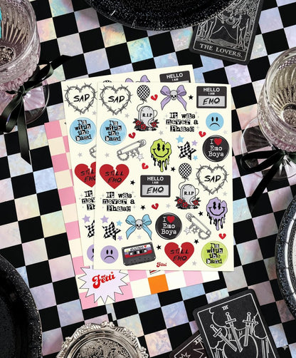 xo, Fetti Emo Temporary Tattoos - 54 Styles for Goth, Punk, Grunge Aesthetic | Birthday Party Favors & Concert Supplies