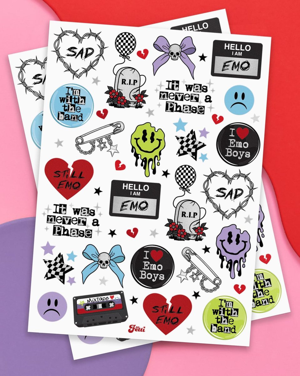 xo, Fetti Emo Temporary Tattoos - 54 Styles for Goth, Punk, Grunge Aesthetic | Birthday Party Favors & Concert Supplies - görsel 3