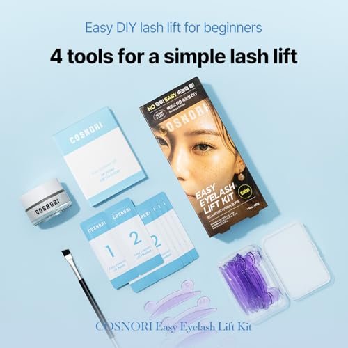 COSNORI Easy Eyelash Lift Kit - DIY Lash Lift Kit – Korean Eyelash Perm with No Glue Rods, 5 Applications, Long-Lasting Curl, Easy At-Home Curling Solution Avelisse