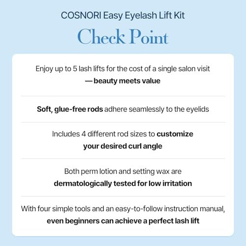 COSNORI Easy Eyelash Lift Kit - DIY Lash Lift Kit – Korean Eyelash Perm with No Glue Rods, 5 Applications, Long-Lasting Curl, Easy At-Home Curling Solution Avelisse