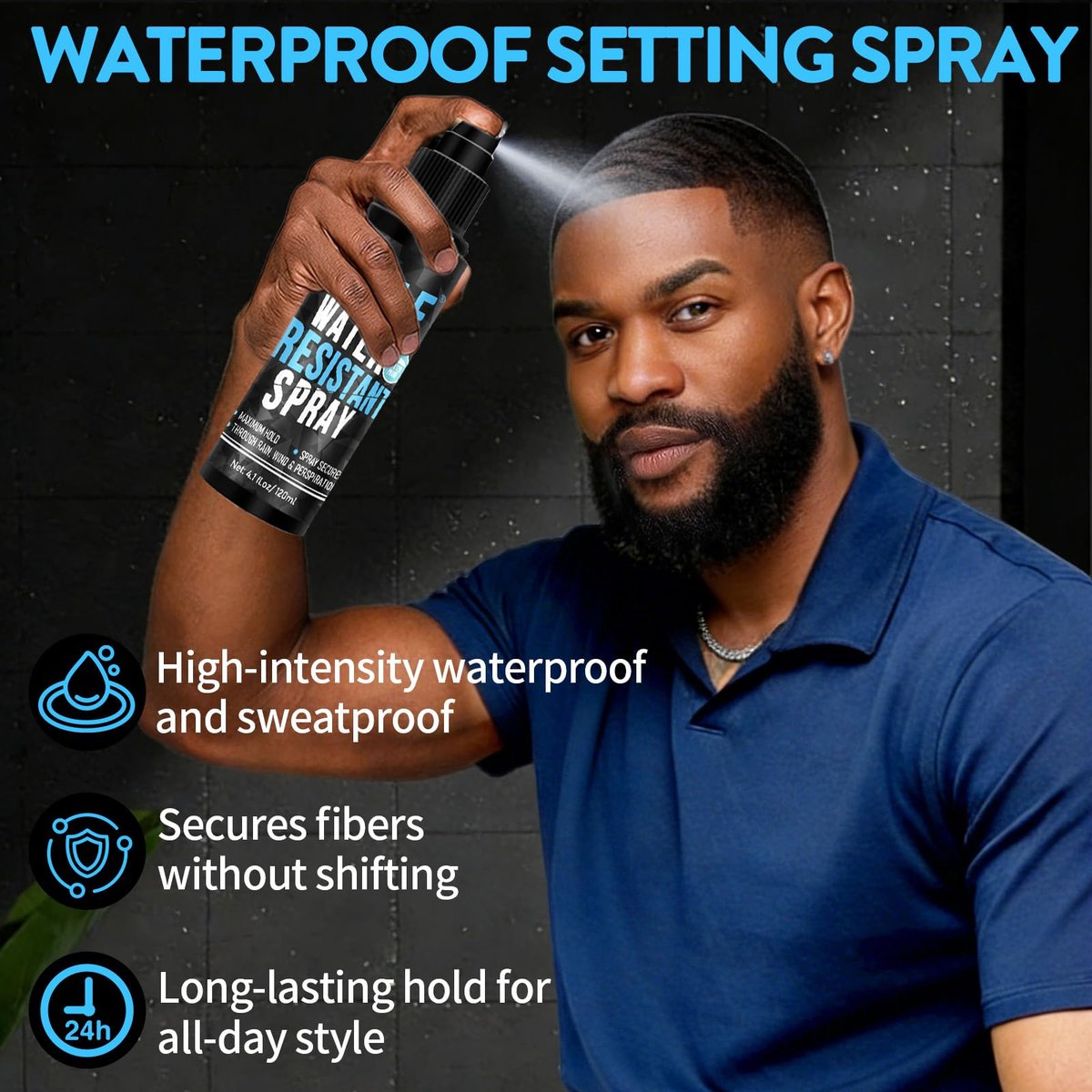 WOZUTUNT Hair Fiber Water Resistant Spray for Men and Women - Extra Hold Hair Fiber Holding Sprays for Black Hair - Waterproof Hairline Enhancer & Volumizing Sprays (2 Pack) Avelisse