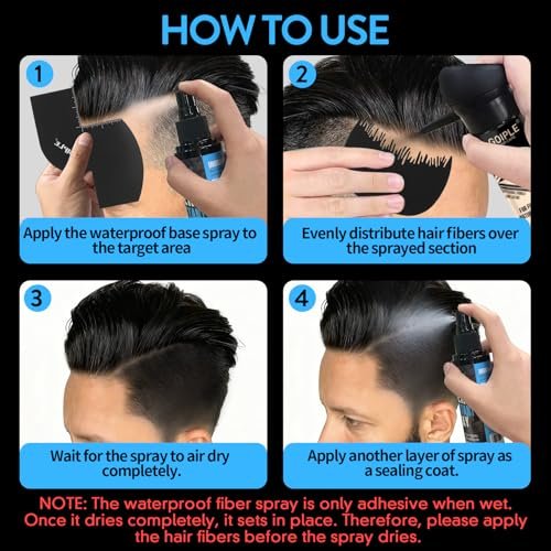 WOZUTUNT Hair Fiber Water Resistant Spray for Men and Women - Extra Hold Hair Fiber Holding Sprays for Black Hair - Waterproof Hairline Enhancer & Volumizing Sprays (2 Pack) Avelisse