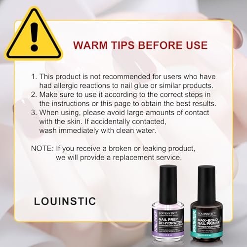LOUINSTIC Acid-Free Nail Primer 15ml - Hema-Free Nail Prep for UV Gel, Builder Gel, Gel Polish & Acrylic Nails - No-Burn & No-Lift - Quick Air Dry, Low-Odor, Low-Irritant, Salon & Home Use - görsel 14
