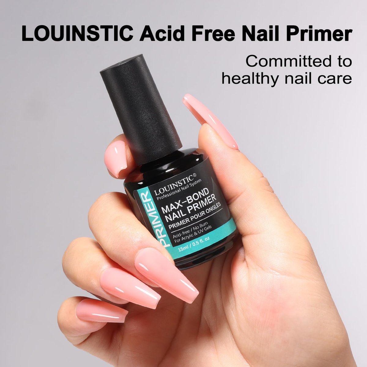 LOUINSTIC Nail Prep Dehydrator and Acid-Free Primer, Quick-Dry & Safe for Nails, for UV Gel, Acrylic, Gel Nail Polish & Press-On Nails Hema-Free – Professional Salon & DIY Manicure Kit, 15ml - görsel 15