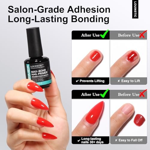 LOUINSTIC Nail Prep Dehydrator and Acid-Free Primer, Quick-Dry & Safe for Nails, for UV Gel, Acrylic, Gel Nail Polish & Press-On Nails Hema-Free – Professional Salon & DIY Manicure Kit, 15ml - görsel 4