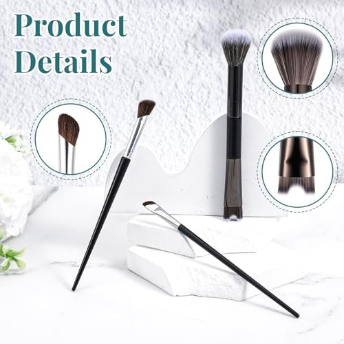 3 Pcs Sculpting Dual-End Nose Brush Set - 2-in-1 Nose Contour Brush Angled Makeup Brushes for Blush, Sculpting and Defining Contour - görsel 6