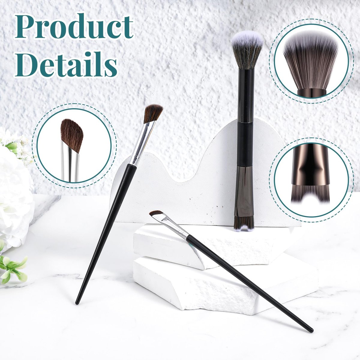 3 Pcs Sculpting Dual-End Nose Brush Set - 2-in-1 Nose Contour Brush Angled Makeup Brushes for Blush, Sculpting and Defining Contour - görsel 5