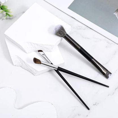 3 Pcs Sculpting Dual-End Nose Brush Set - 2-in-1 Nose Contour Brush Angled Makeup Brushes for Blush, Sculpting and Defining Contour