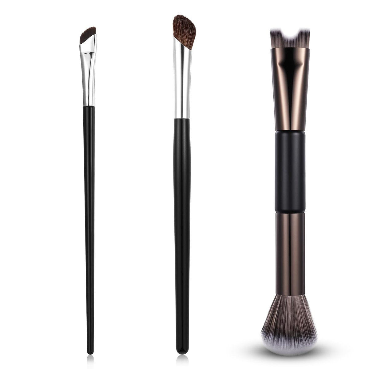 3 Pcs Sculpting Dual-End Nose Brush Set - 2-in-1 Nose Contour Brush Angled Makeup Brushes for Blush, Sculpting and Defining Contour - görsel 1