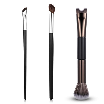 3 Pcs Sculpting Dual-End Nose Brush Set - 2-in-1 Nose Contour Brush Angled Makeup Brushes for Blush, Sculpting and Defining Contour
