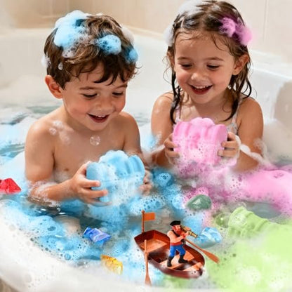 Toylink Bath Bombs for Kids with Diving Gem Toys Inside - 12 Pack Treasure Chest Bath Bombs with Surprise Pirate Accessories Pretend Playset, Handmade Bubble Bath Fizzies Birthday Christmas Gift Set Avelisse