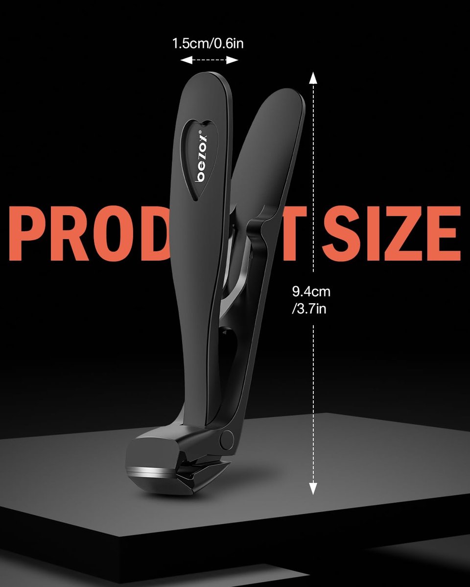 BEZOX Angled Head Toe Nail Clippers for Thick Nails – Straight Blade Toenails Clipper for Seniors, Ergonomic Nail Cutters with Catcher, Heavy-Duty Nail Trimmer - Black Avelisse