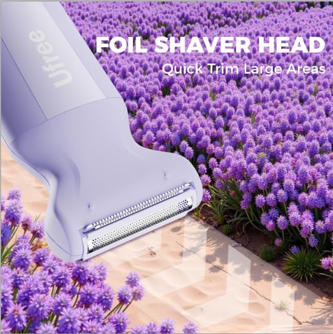 Ufree 3-in-1 Women's Electric Razor with Ceramic Blades, IPX7 Waterproof Bikini Trimmer for Women, Cordless Rechargeable Shaver for Legs, Armpit - Valentine's Gifts for Women (Purple) Avelisse