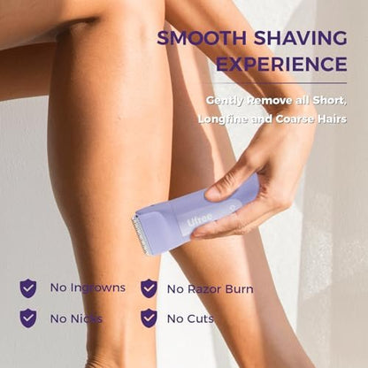 Ufree 3-in-1 Women's Electric Razor with Ceramic Blades, IPX7 Waterproof Bikini Trimmer for Women, Cordless Rechargeable Shaver for Legs, Armpit - Valentine's Gifts for Women (Purple) Avelisse