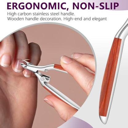 AONOLOVO Cuticle Trimmer Extra Sharp, Upgraded 0.98 Inch Jaw Professional Cuticle Nippers Stainless Steel Cuticle Cutter Remover Nail Art Dead Skin Clipper Pedicure Manicure Nail Tool Avelisse