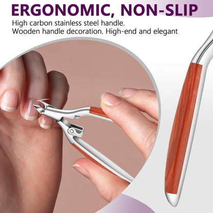 AONOLOVO Cuticle Trimmer Extra Sharp, Upgraded 0.98 Inch Jaw Professional Cuticle Nippers Stainless Steel Cuticle Cutter Remover Nail Art Dead Skin Clipper Pedicure Manicure Nail Tool Avelisse