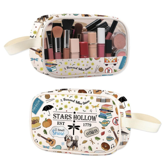 ENSIANTH Stars Hollow TV Show Inspired Toiletry Bag - Luke's Diner Gift Dragonfly Inn Clear Makeup Bag for Lorelai Rory Fans (Hollow Clear MU)