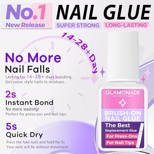 Glamonade Super Strong Nail Glue - 10ml Professional Adhesive for Press On Nails, Acrylic Nails & Fake Nail Tips - Long-Lasting, Mess-Free Application - görsel 4