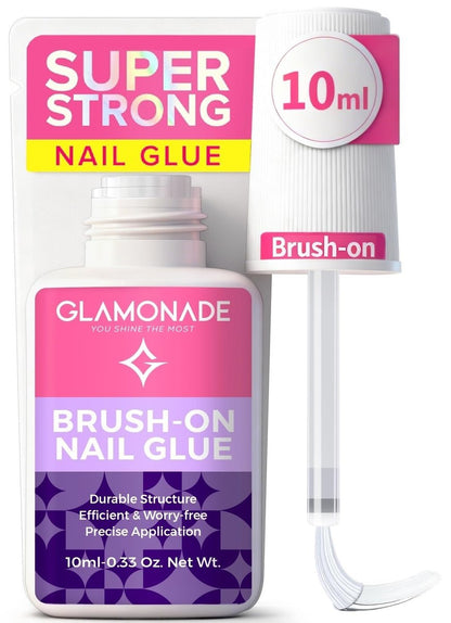 Glamonade Super Strong Nail Glue - 10ml Professional Adhesive for Press On Nails, Acrylic Nails & Fake Nail Tips - Long-Lasting, Mess-Free Application