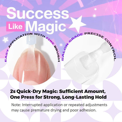 Glamonade Super Strong Nail Glue - 10ml Professional Adhesive for Press On Nails, Acrylic Nails & Fake Nail Tips - Long-Lasting, Mess-Free Application