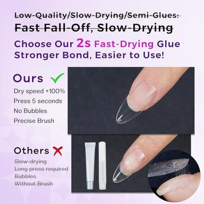 Glamonade Super Strong Nail Glue - 10ml Professional Adhesive for Press On Nails, Acrylic Nails & Fake Nail Tips - Long-Lasting, Mess-Free Application