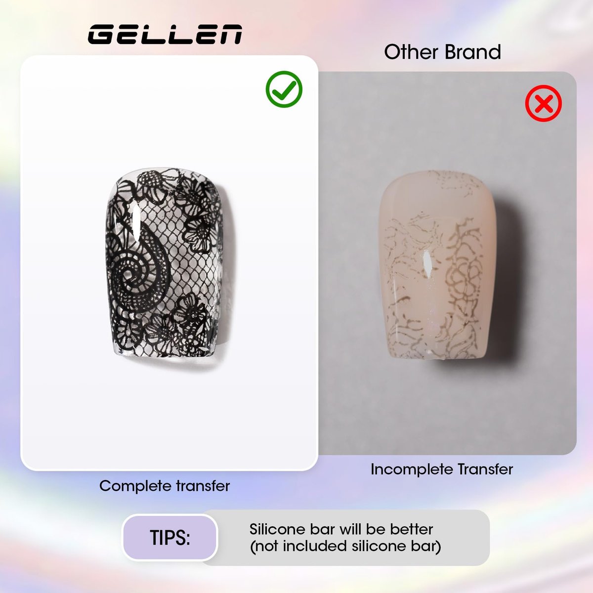 GELLEN 18ml Nail Foil Glue Gel – Foil Transfer Gel for Nail Art, HEMA Free & TPO Free, Clear Transfer, Cures in 30-60s - görsel 7