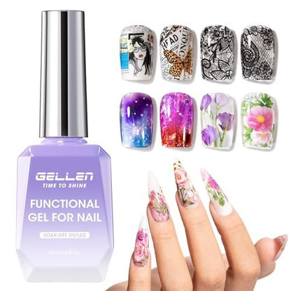 GELLEN 18ml Nail Foil Glue Gel – Foil Transfer Gel for Nail Art, HEMA Free & TPO Free, Clear Transfer, Cures in 30-60s