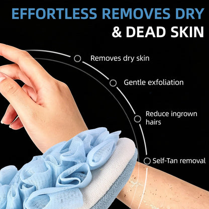 2-in-1 Exfoliating Glove for Self Tan Removal & Daily Shower, Dual-Sided Korean Body Scrubber Mitt with Loofah Sponge, Dead Skin Remover for KP, Ingrown Hair & Smooth Skin Avelisse