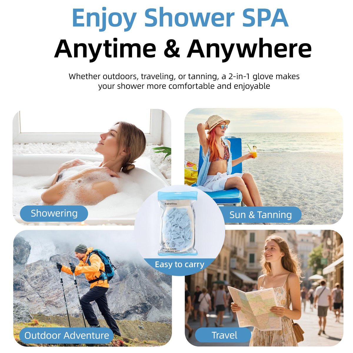 2-in-1 Exfoliating Glove for Self Tan Removal & Daily Shower, Dual-Sided Korean Body Scrubber Mitt with Loofah Sponge, Dead Skin Remover for KP, Ingrown Hair & Smooth Skin Avelisse