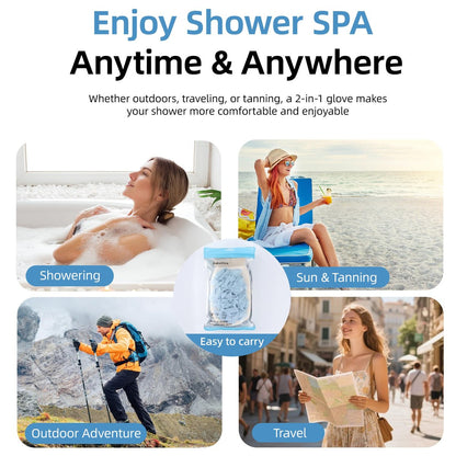 2-in-1 Exfoliating Glove for Self Tan Removal & Daily Shower, Dual-Sided Korean Body Scrubber Mitt with Loofah Sponge, Dead Skin Remover for KP, Ingrown Hair & Smooth Skin Avelisse