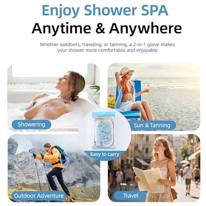 2-in-1 Exfoliating Glove for Self Tan Removal & Daily Shower, Dual-Sided Korean Body Scrubber Mitt with Loofah Sponge, Dead Skin Remover for KP, Ingrown Hair & Smooth Skin Avelisse