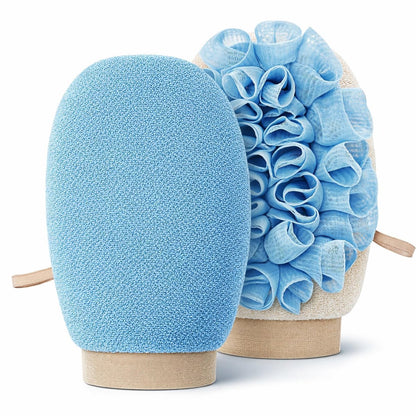 2-in-1 Exfoliating Glove for Self Tan Removal & Daily Shower, Dual-Sided Korean Body Scrubber Mitt with Loofah Sponge, Dead Skin Remover for KP, Ingrown Hair & Smooth Skin Avelisse