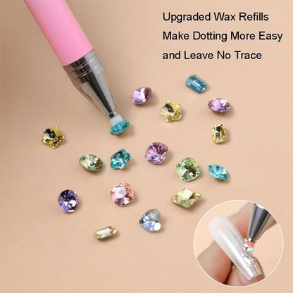 Rhinestone Picker Tool - Refillable Wax Pen with 3 Wax Refills for Nail Art & Diamond Painting