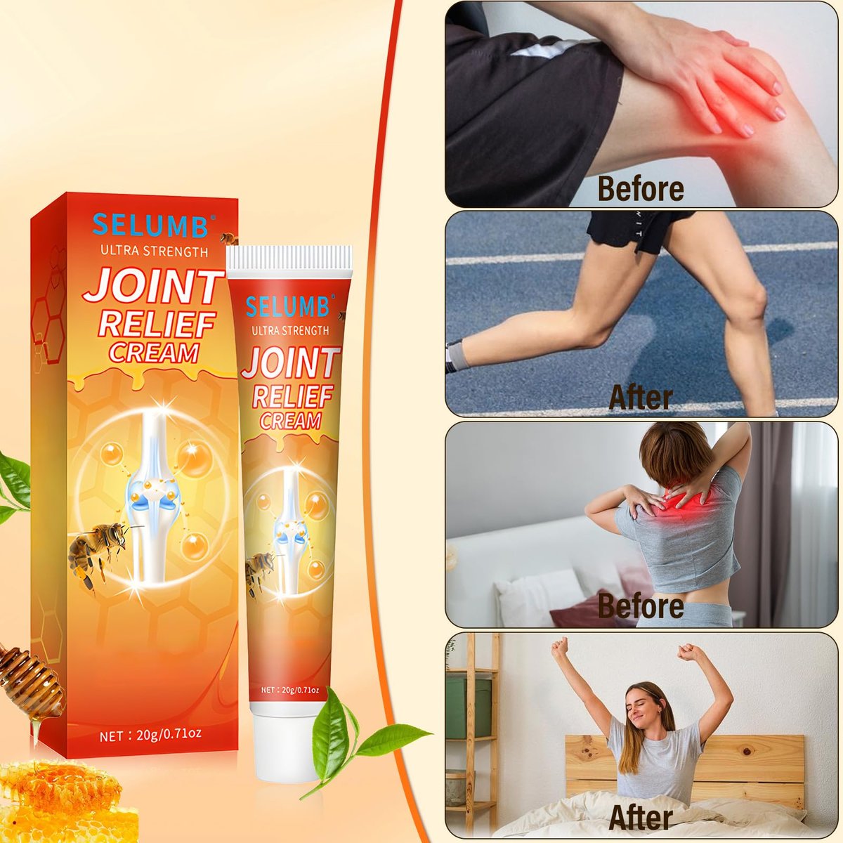 TFSUDI 3-Pack Joint Relief Cream – Ultra Strength Formula for Back, Neck, Feet, Shoulders Avelisse