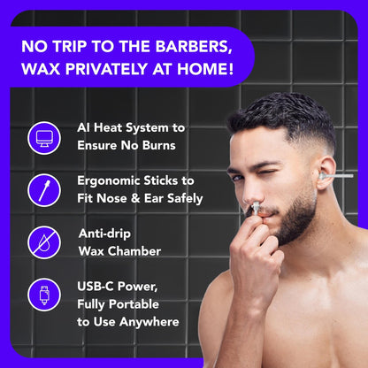 WaxxPod™ Nose Hair & Ear Hair Remover - USB Powered Waxing Kit with 24 STIX Avelisse