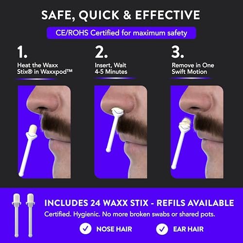 WaxxPod™ Nose Hair & Ear Hair Remover - USB Powered Waxing Kit with 24 STIX Avelisse