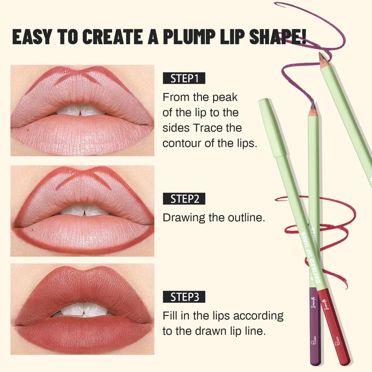 Pudaier 6-Color Lip Liner Pencil Set - Matte Velvet Nude Lip Liners with Storage Bucket, Waterproof & Long-Lasting, Defining & Filling Lips (Set 02) Avelisse