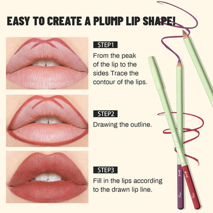 Pudaier 6-Color Lip Liner Pencil Set - Matte Velvet Nude Lip Liners with Storage Bucket, Waterproof & Long-Lasting, Defining & Filling Lips (Set 02) Avelisse
