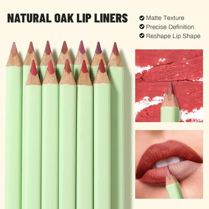 Pudaier 6-Color Lip Liner Pencil Set - Matte Velvet Nude Lip Liners with Storage Bucket, Waterproof & Long-Lasting, Defining & Filling Lips (Set 02) Avelisse