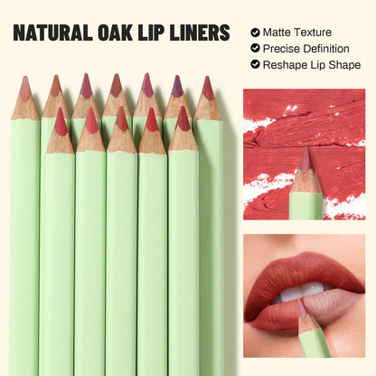 Pudaier 6-Color Lip Liner Pencil Set - Matte Velvet Nude Lip Liners with Storage Bucket, Waterproof & Long-Lasting, Defining & Filling Lips (Set 02) Avelisse