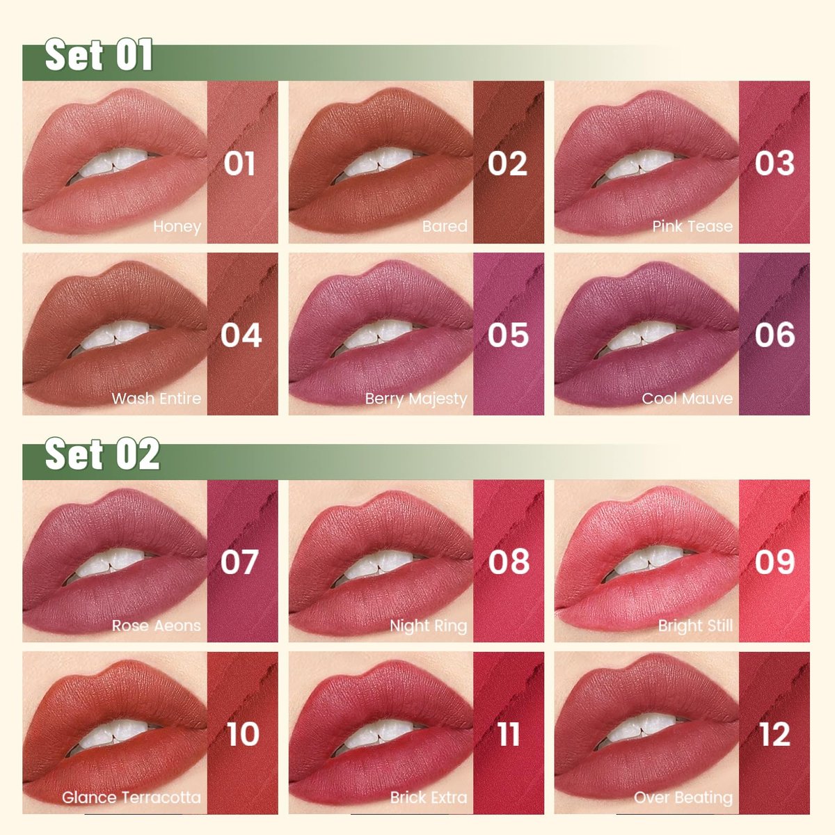 Pudaier 6-Color Lip Liner Pencil Set - Matte Velvet Nude Lip Liners with Storage Bucket, Waterproof & Long-Lasting, Defining & Filling Lips (Set 02) Avelisse