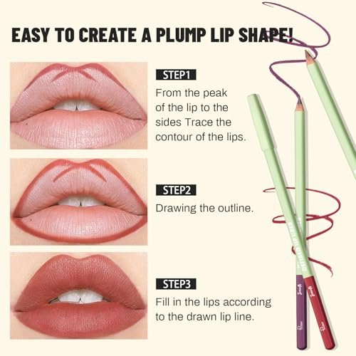 Pudaier 6-Color Lip Liner Pencil Set - Matte Velvet Nude Lip Liners with Storage Bucket, Waterproof & Long-Lasting, Defining & Filling Lips (Set 02) Avelisse