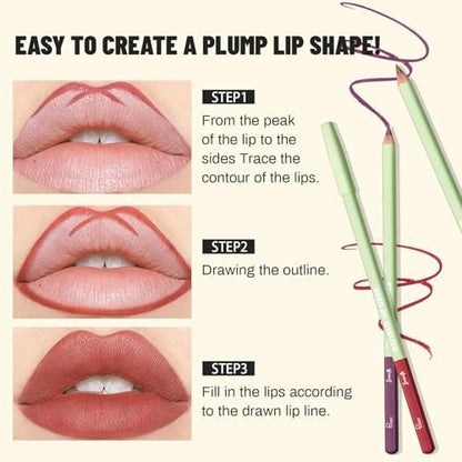 Pudaier 6-Color Lip Liner Pencil Set - Matte Velvet Nude Lip Liners with Storage Bucket, Waterproof & Long-Lasting, Defining & Filling Lips (Set 02) Avelisse