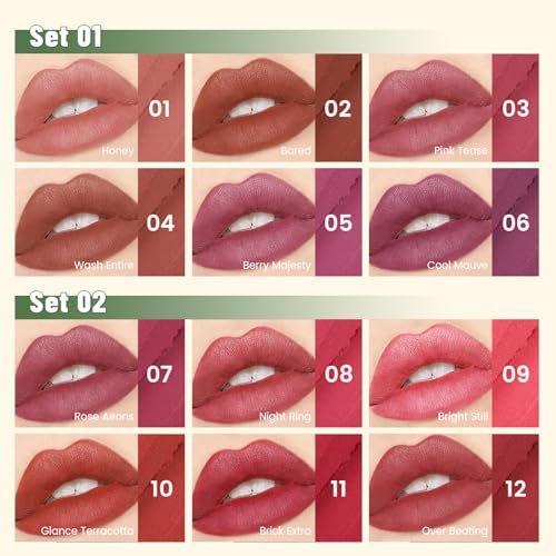 Pudaier 6-Color Lip Liner Pencil Set - Matte Velvet Nude Lip Liners with Storage Bucket, Waterproof & Long-Lasting, Defining & Filling Lips (Set 02) Avelisse