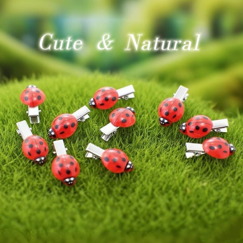 10 Pcs Fun Ladybug Hair Clips - Cute Insect Bug Hair Clips for Teen Girls Women Whimsical Accessories for Back to School Halloween Cosplay Themed Party - görsel 4