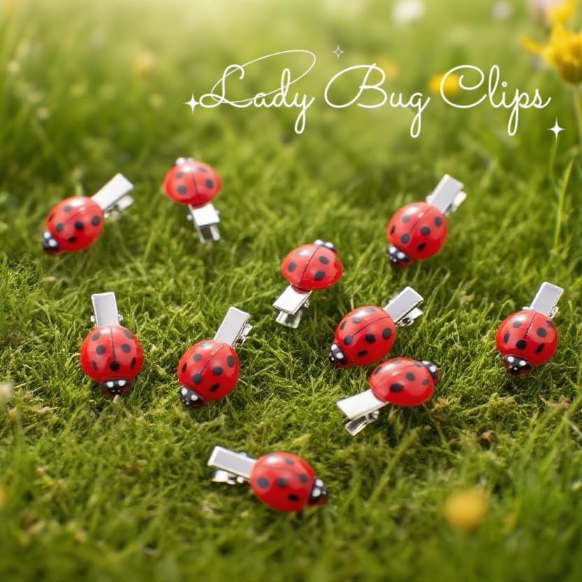 10 Pcs Fun Ladybug Hair Clips - Cute Insect Bug Hair Clips for Teen Girls Women Whimsical Accessories for Back to School Halloween Cosplay Themed Party - görsel 3