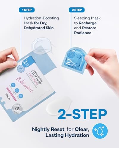 Bano Derma Expert 2 Step Moisturizing Face Mask – 2 in 1 Hydrating Sheet & Sleeping Mask with Hyaluronic Acid, Ceramide & Niacinamide | Supports Skin Barrier & Glow | Korean Skincare | 7 Sheets - görsel 6
